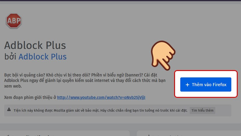 alt text: Cài đặt Adblock Plus trên Firefox