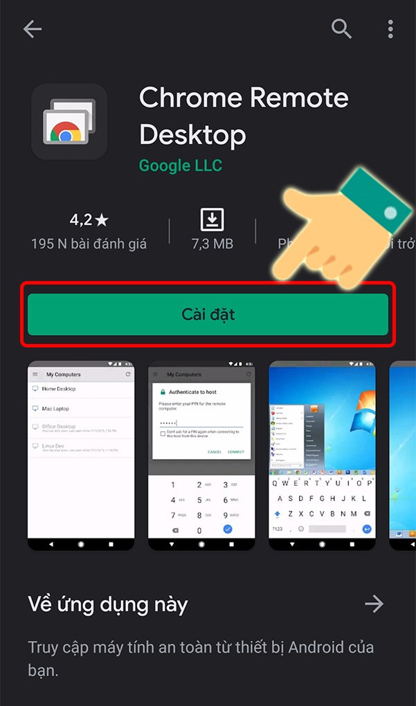 alt text: Cài đặt Chrome Remote Desktop trên điện thoại