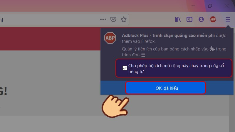 alt text: Cấu hình Adblock Plus trên Firefox