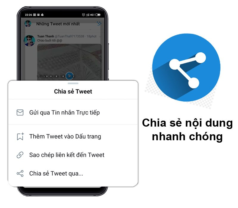 alt text: Chia sẻ bài viết trên Twitter