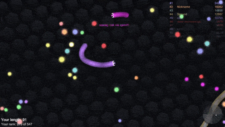 alt text: Chiến thuật chặn đầu đối thủ trong Slither.io