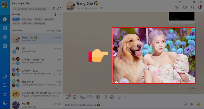 alt text: Chọn ảnh/video trên Zalo PC