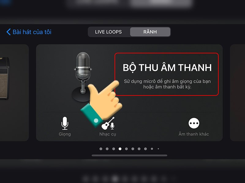 alt text: Chọn Bộ thu âm