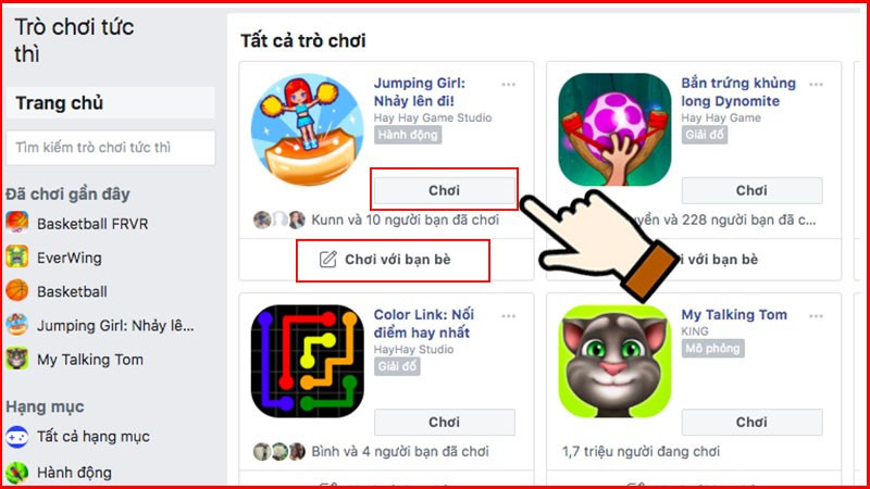 alt text: Chọn chơi game với bạn bè