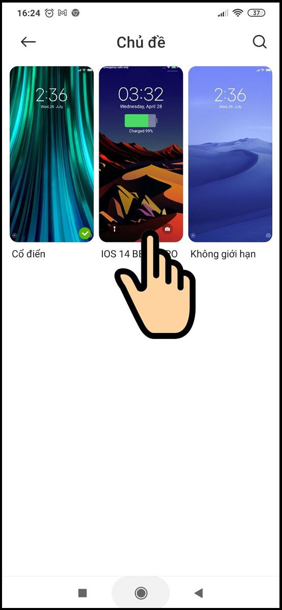 alt text: Chọn chủ đề iOS 14 để áp dụng