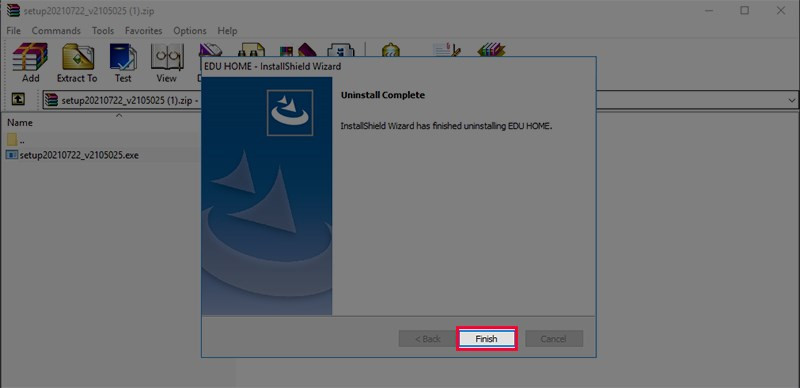 alt text: Chọn Finish để hoàn tất cài đặt Eduhome