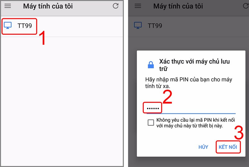 alt text: Chọn máy tính cần điều khiển