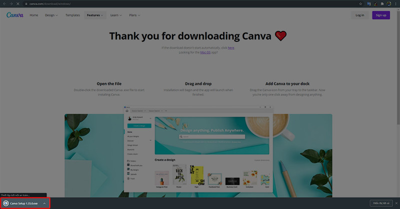 alt text: Click vào file Canva đã tải về