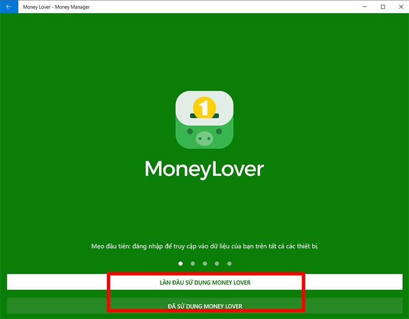 alt text: Đăng nhập hoặc đăng ký tài khoản Money Lover