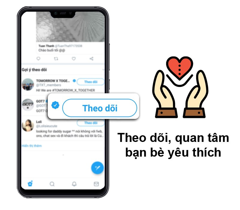 alt text: Danh sách người dùng được theo dõi trên Twitter