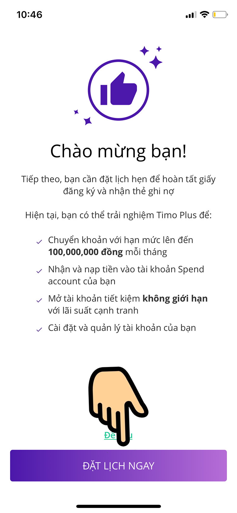 alt text: Đặt lịch nhận thẻ