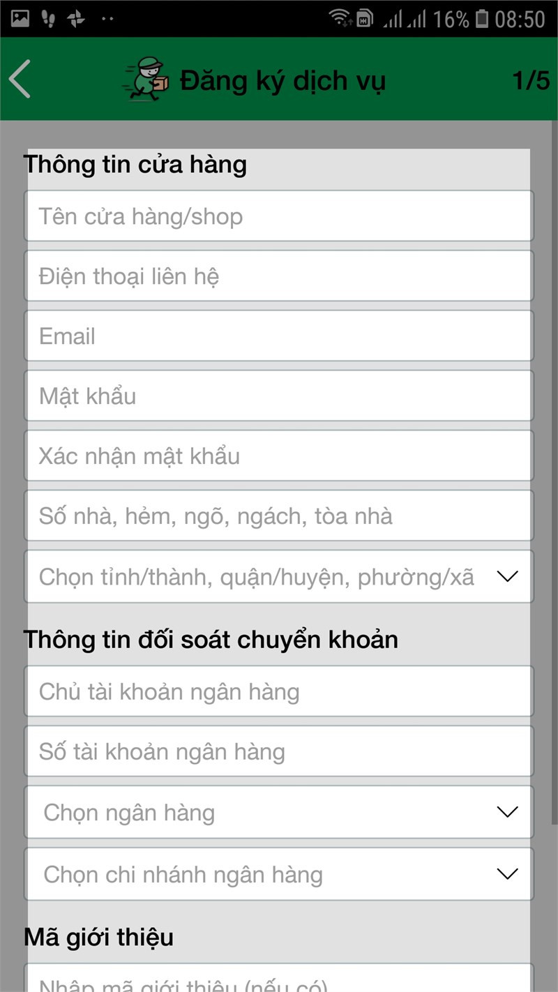 alt text: Điền thông tin cá nhân vào form đăng ký Giao Hàng Tiết Kiệm