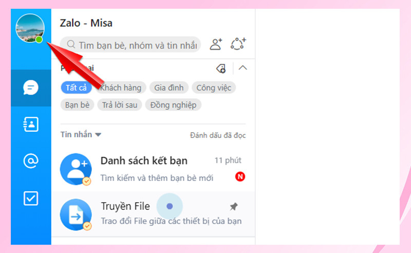 alt text: Đổi tên Zalo trên máy tính - Bước 1