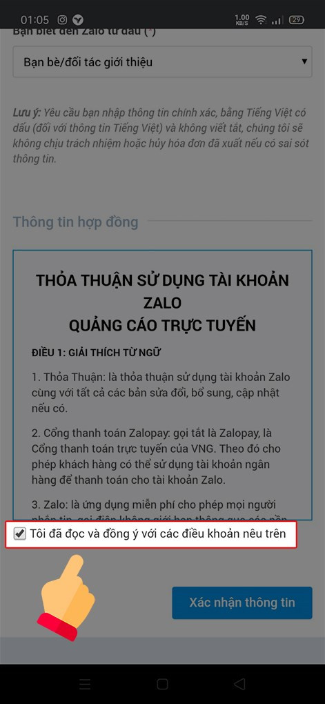 alt text: Đồng ý với điều khoản