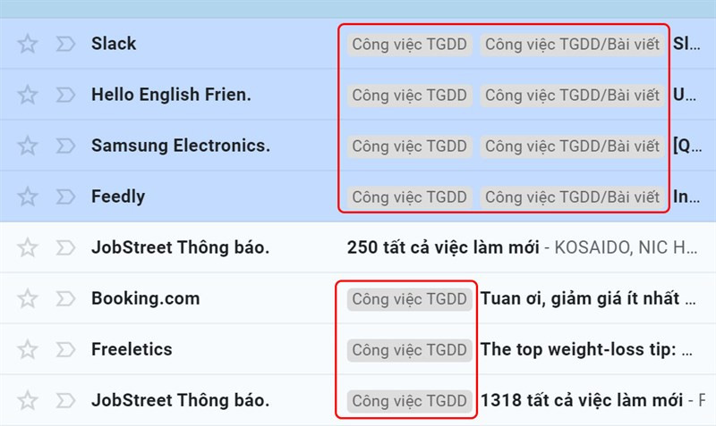 alt text: Email đã được gán nhãn