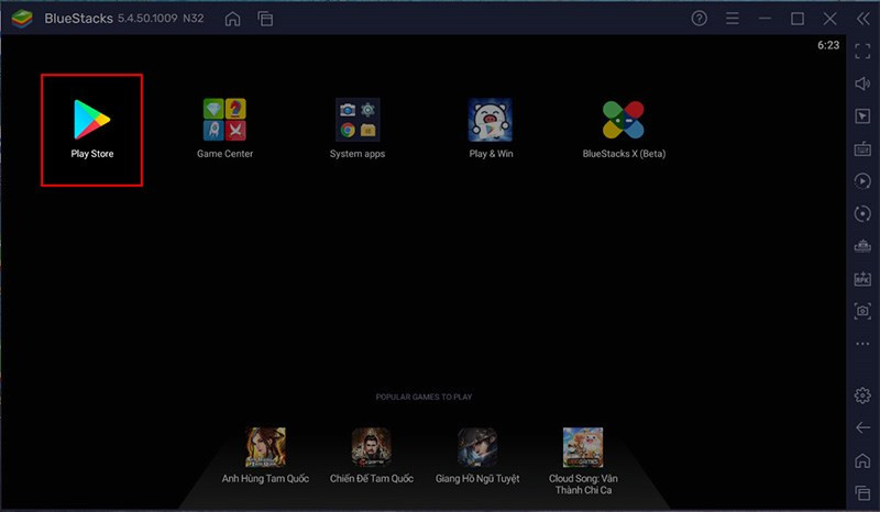 alt text: Giao diện BlueStacks trên máy tính