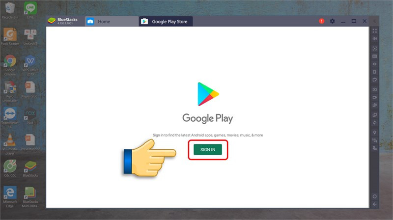 alt text: Giao diện đăng nhập Google trên Bluestacks