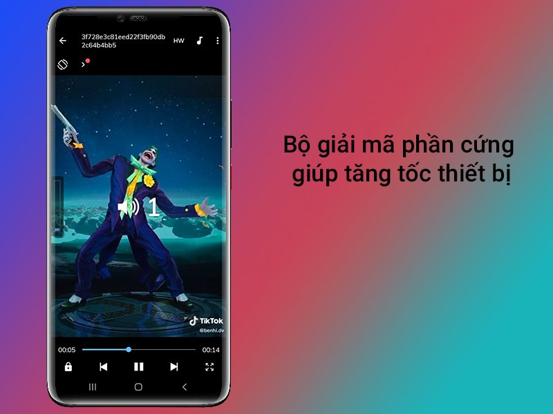 alt text: Giao diện MX Player hiển thị tính năng tăng tốc phần cứng