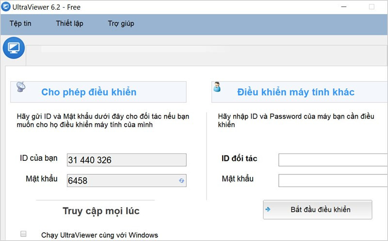 alt text: Giao diện phần mềm Ultraviewer