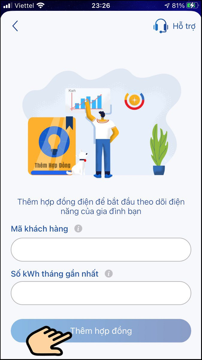 alt text: Giao diện thêm hợp đồng điện trên Epoint