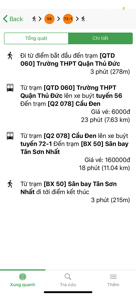 alt text: Giao diện ứng dụng Go!Bus hiển thị tuyến đường xe buýt