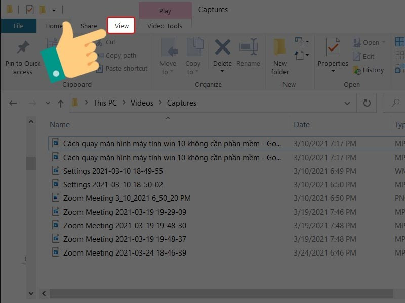 alt text: Hiển thị định dạng file trong File Explorer