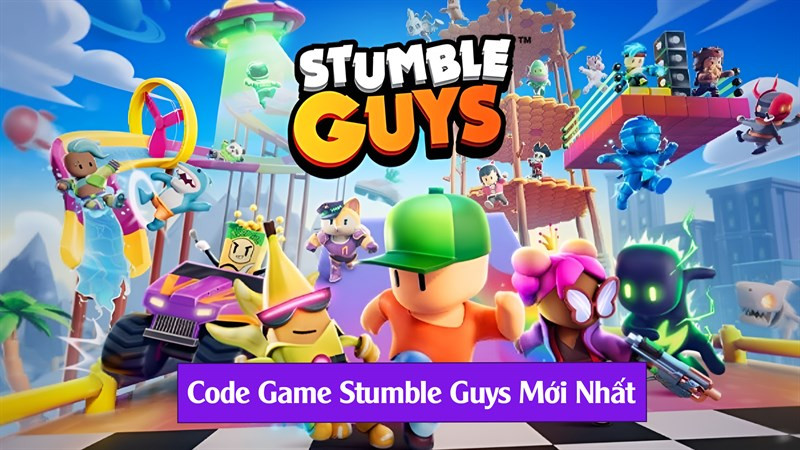 alt text: Hình ảnh gameplay Stumble Guys với các nhân vật vượt chướng ngại vật