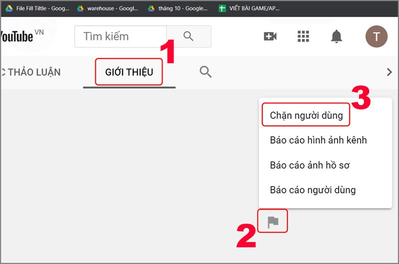 alt text: Hình ảnh minh họa việc chặn kênh youtube trên máy tính