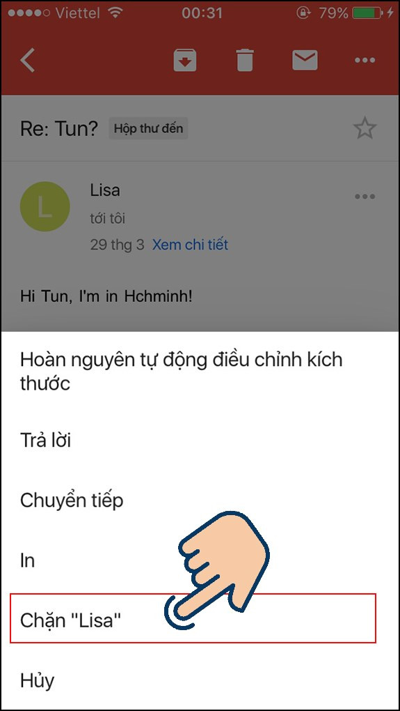 alt text: Hướng dẫn chặn email trên điện thoại