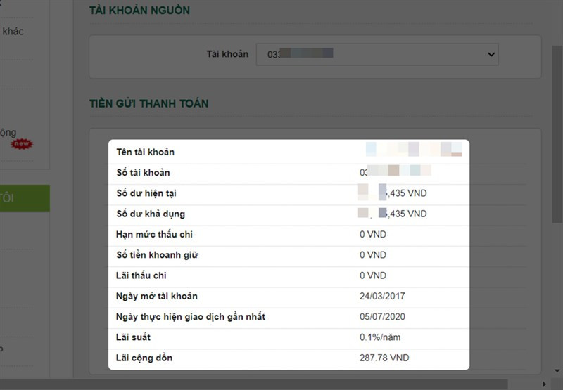 alt text: Kiểm tra số dư tài khoản Vietcombank trên máy tính