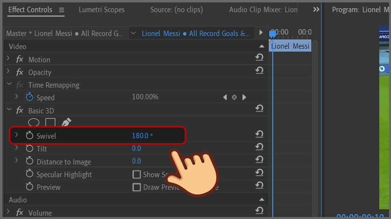 alt text: Lật video theo chiều ngang trong Adobe Premiere