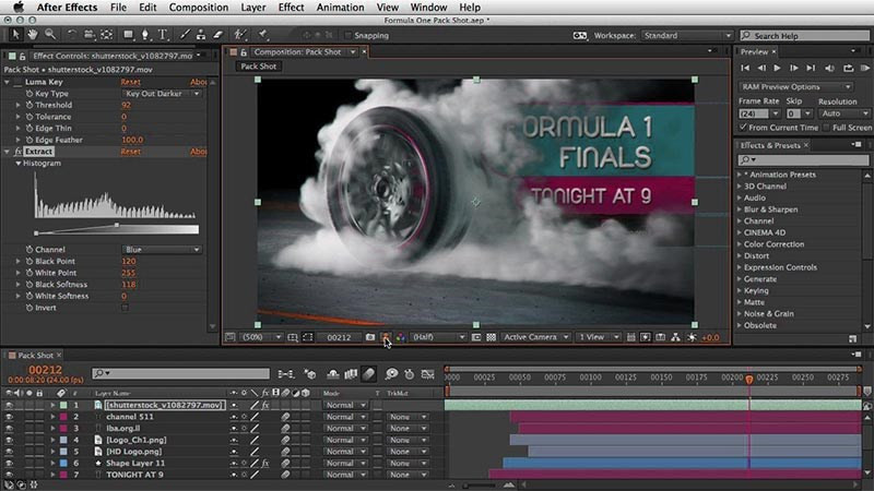 alt text: Minh họa khả năng kiểm soát chiều sâu và bóng của Adobe After Effects