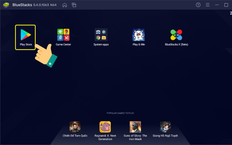 alt text: Mở Google Play Store trên Bluestacks