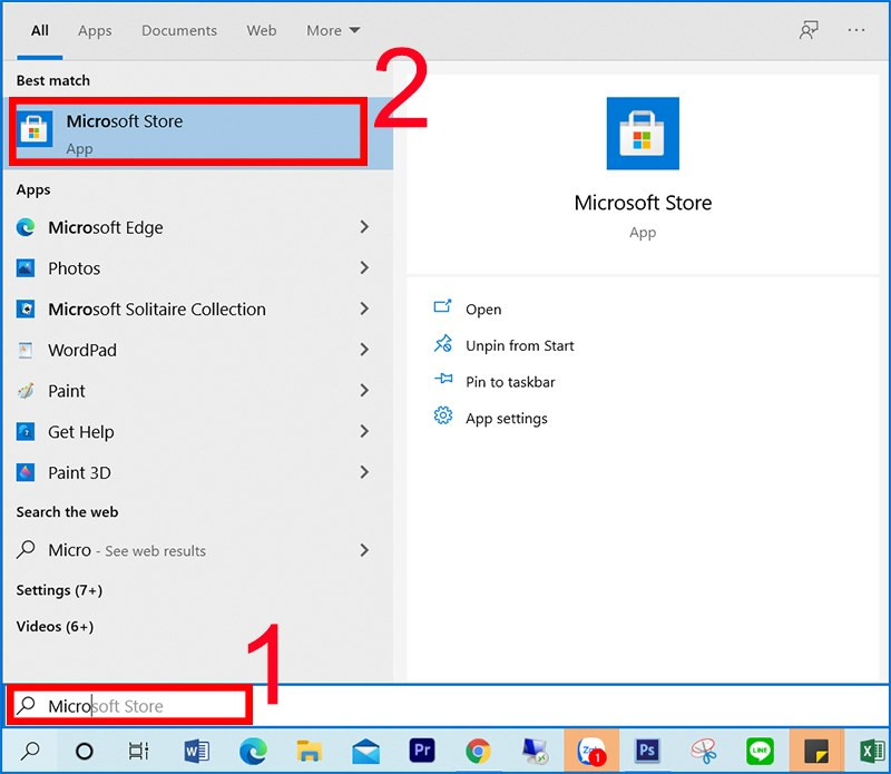 alt text: Mở Microsoft Store trên Windows