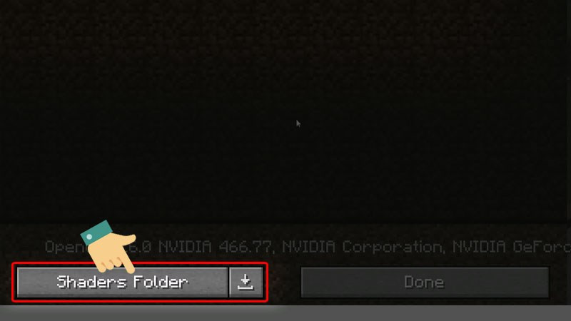 alt text: Mở thư mục Shaders trong Minecraft