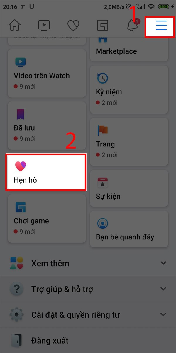 alt text: Mở tính năng hẹn hò trên Facebook