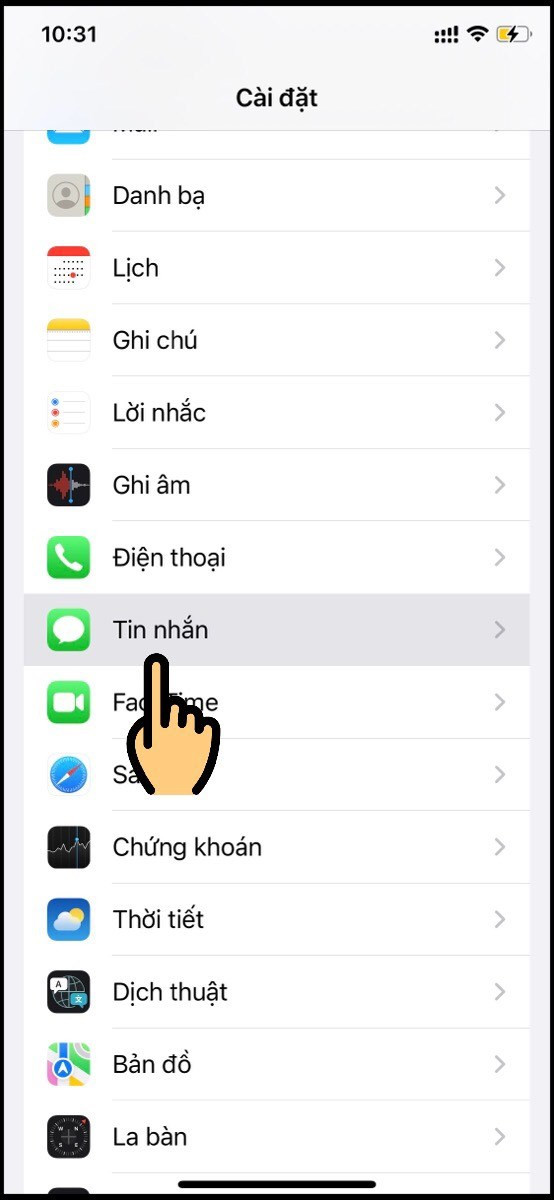 alt text: Mở ứng dụng Cài đặt trên iPhone