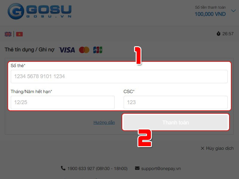 alt text: Nạp Gosu bằng thẻ Visa