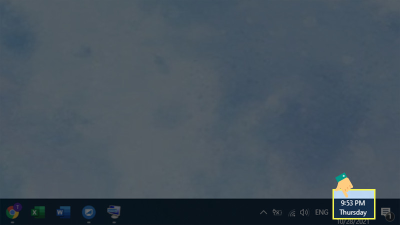 alt text: Nhấn chuột phải vào ngày giờ trên thanh Taskbar