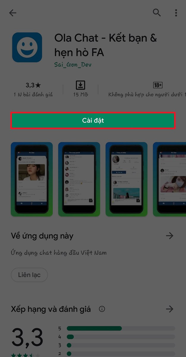 alt text: Nhấn nút Cài đặt Ola Chat