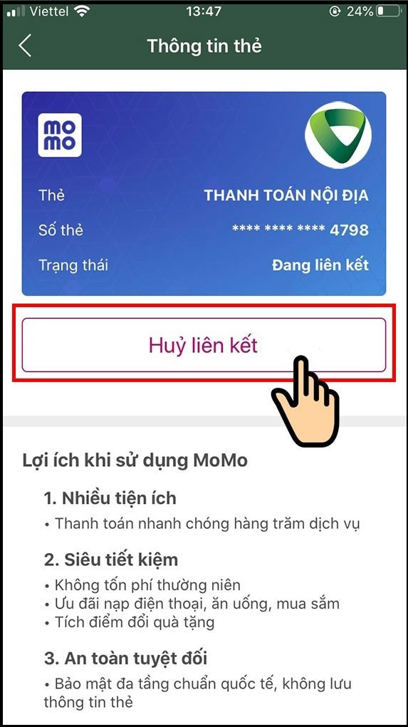 alt text: Nhấn nút Hủy liên kết