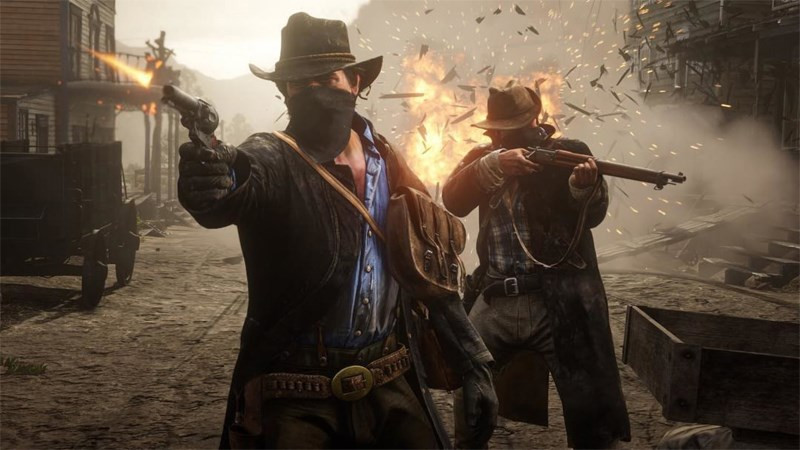 alt text: Nhân vật Arthur Morgan đang thực hiện nhiệm vụ