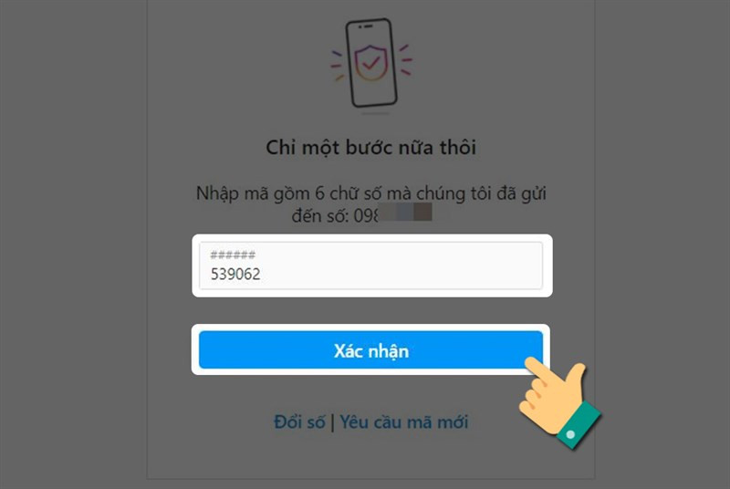 alt text: Nhập mã xác nhận Instagram trên máy tính