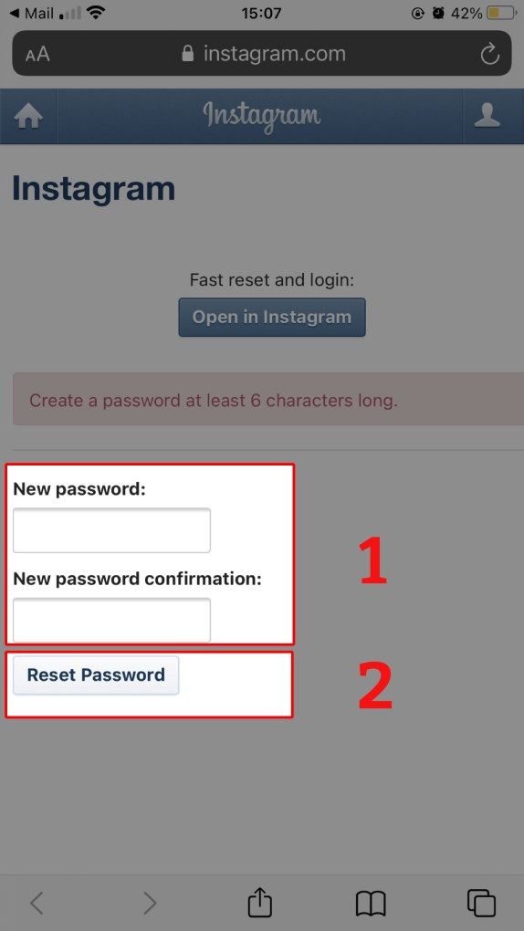 Alt text: Nhập mật khẩu mới và nhấn "Reset Password"