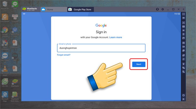 alt text: Nhập tài khoản Google trên Bluestacks