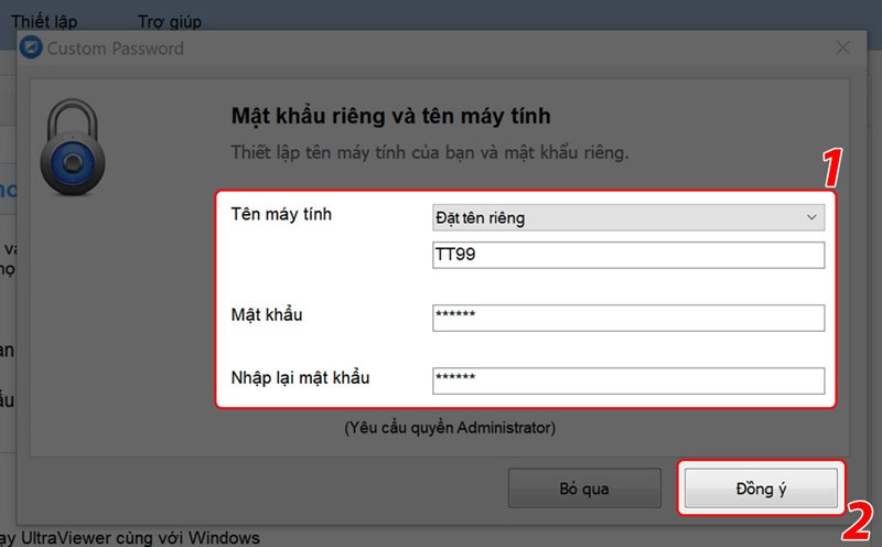 alt text: Nhập tên và mật khẩu mà bạn muốn đặt