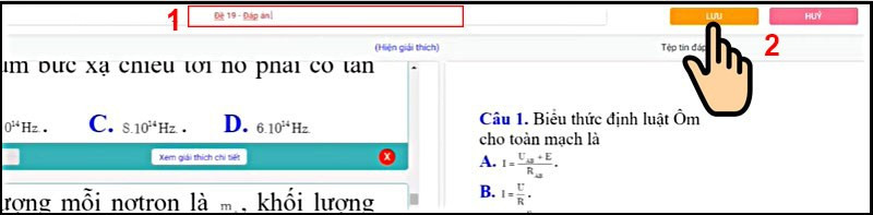 alt text: Nhập tiêu đề và lưu đề thi trên Azota