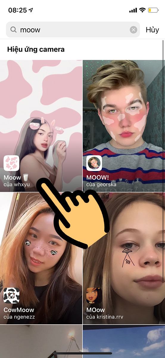 alt text: Nhập từ khóa "Moow" vào ô tìm kiếm