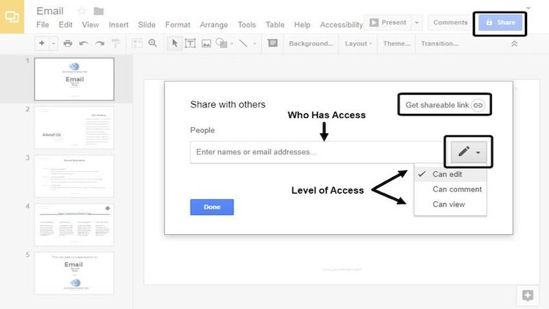 alt text: Nhiều người cùng cộng tác chỉnh sửa bài thuyết trình trên Google Slides