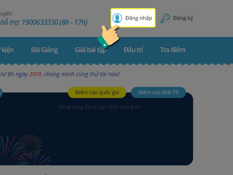 alt text: Nút đăng nhập trên trang chủ Trạng Nguyên Tiếng Việt phiên bản máy tính